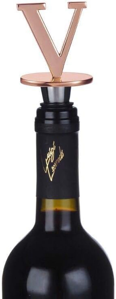 Wine and Beverage Bottle Stopper with Rose Gold Finish-Perfect Presents/Gift Idea for Valentines Day, Mothers Day, Fathers Day, Thanksgiving Day,E-Initial (Letter E)