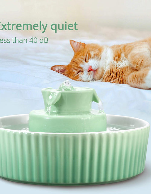 Load image into Gallery viewer, Ceramic Cat Water Fountain, 2.1L/71Oz Cupcake Cat Fountain for Dog and Cat Indoor, 2 Ultra Quiet Pumps (Green)
