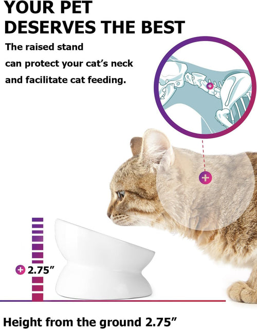 Load image into Gallery viewer, Cat Bowl anti Vomiting, Raised Cat Food Bowls, Tilted Elevated Cat Bowl, Ceramic Pet Food Bowl for Flat Faced Cats, Small Dogs, Protect Pet'S Spine, Dishwasher Safe
