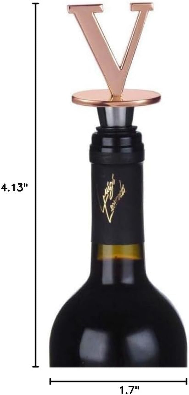 Wine and Beverage Bottle Stopper with Rose Gold Finish-Perfect Presents/Gift Idea for Valentines Day, Mothers Day, Fathers Day, Thanksgiving Day,E-Initial (Letter E)