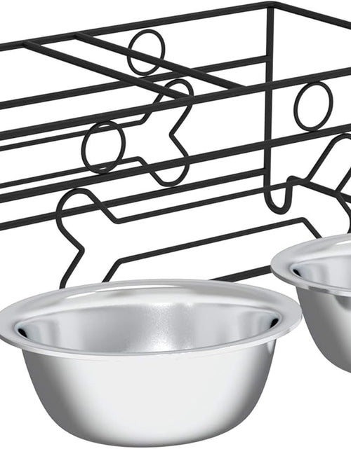 Load image into Gallery viewer, Stainless Steel Raised Food and Water Bowls with Decorative Stand Collection, Elevated Feeding Station for Dogs, Cats, and Pets - 2 Pack
