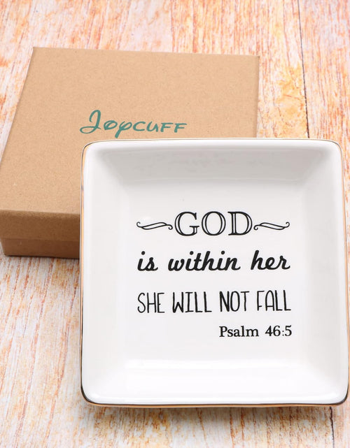 Load image into Gallery viewer, Inspirational Religious Gifts for Women Birthday Thanksgiving Day Christmas Gifts for Best Friend Sister Daughter Mom Aunt Christians Christian Jewelry Ring Trinket Dish Tray
